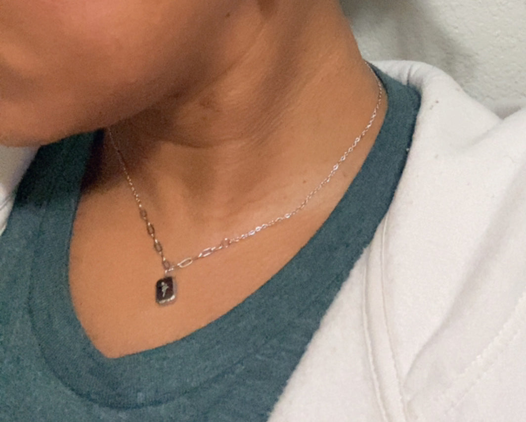 Stamped Flower Pendant Necklace